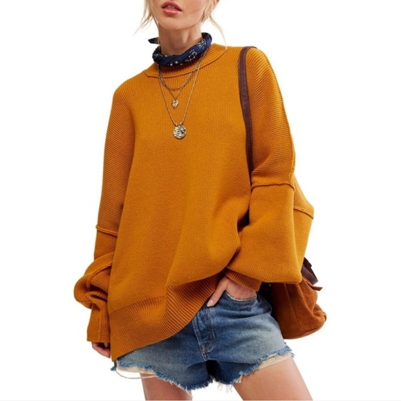 Free People Sweaters - Free People Easy Street Tunic Inca Gold Sweater women's small oversized chunky